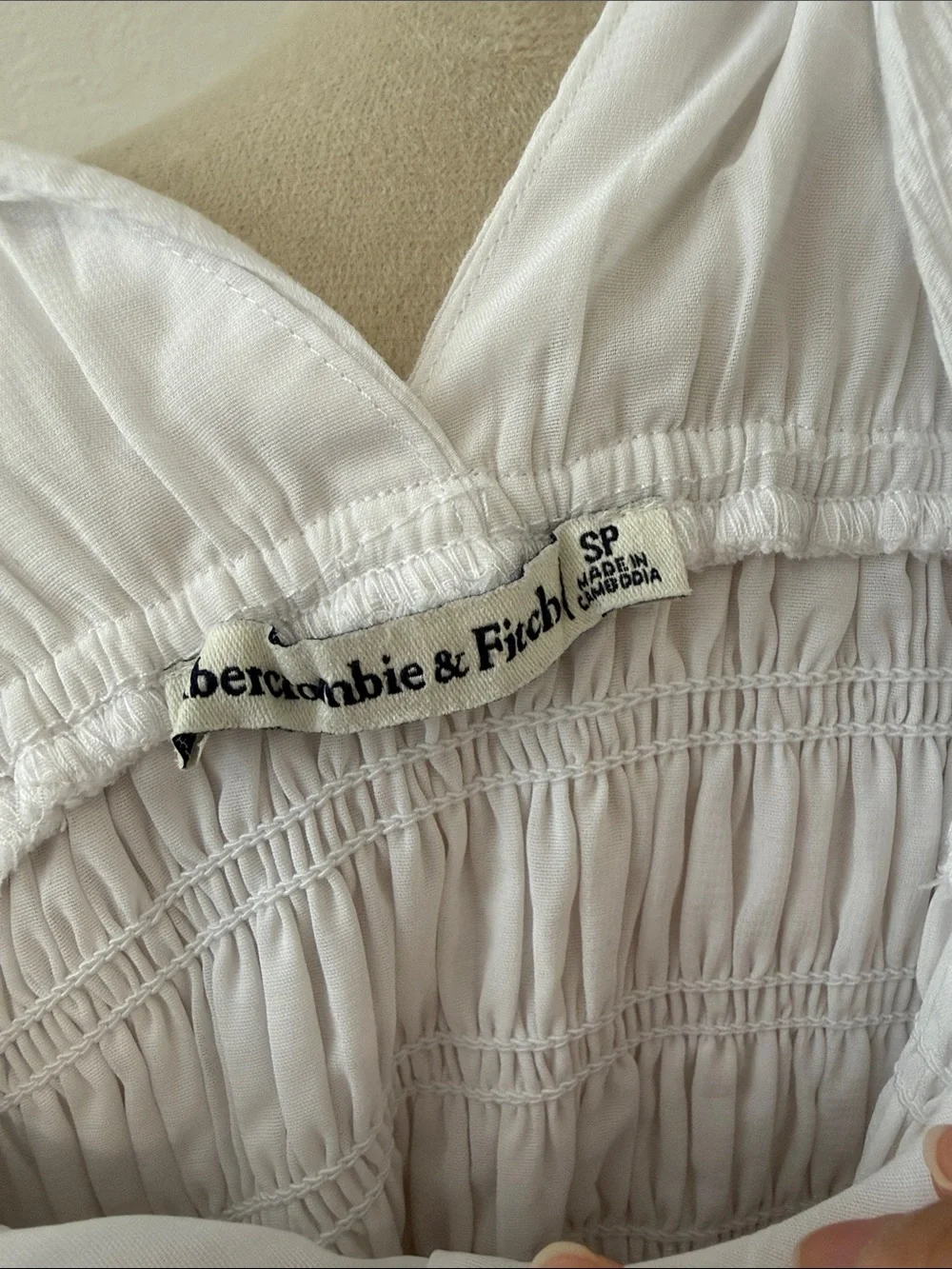 Abercrombie & Fitch Smocked V Neck Maxi Dress
